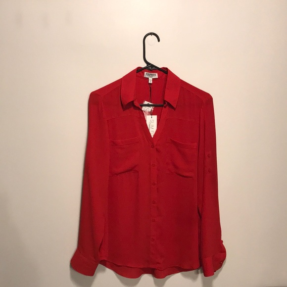 Express Tops - NWT Red Express Portofino Blouse Sz Medium